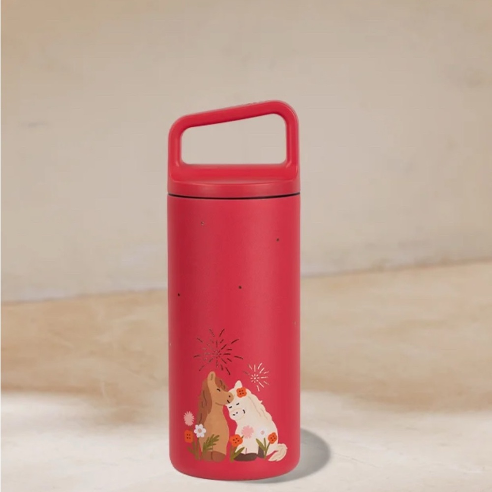 Starbucks 2026 Lunar New Year Horse Red MiiR 12 Oz Stainless Steel Tumbler NEW